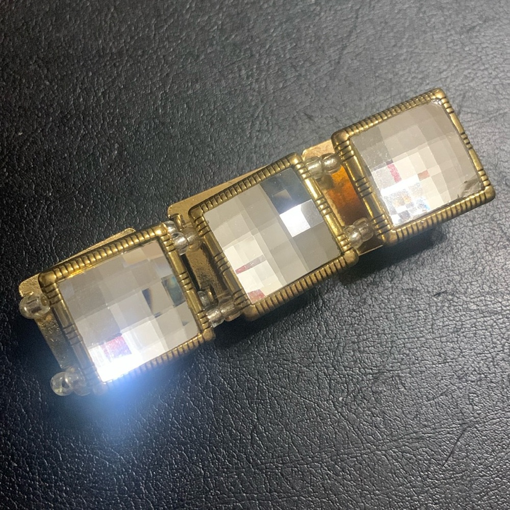 Gold & Bling Square Crystal stretch bracelet